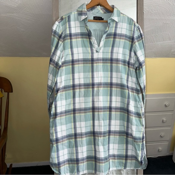 Pendleton Popover Shirt Dress Womens Light Blue Plaid Cotton 3/4 Sleeves L Tunic - Picture 9 of 11